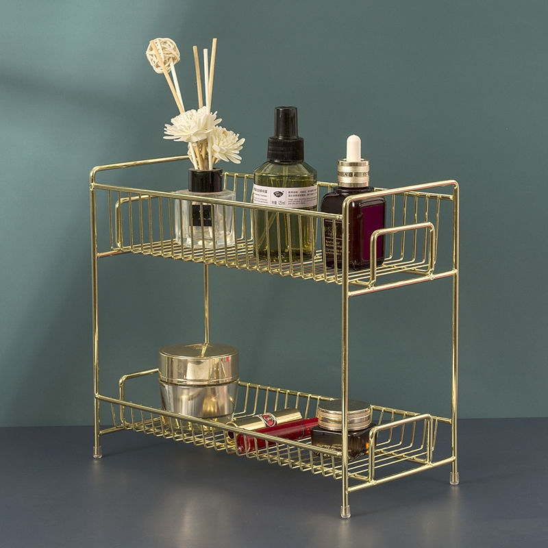 Luxury Skincare Tools - 化粧品用デスクトップ収納ボックス,デラックスメタル,ゴールド,スキンケア,雑貨,多層ドレッシングテーブル,化粧室オーガナイザー棚