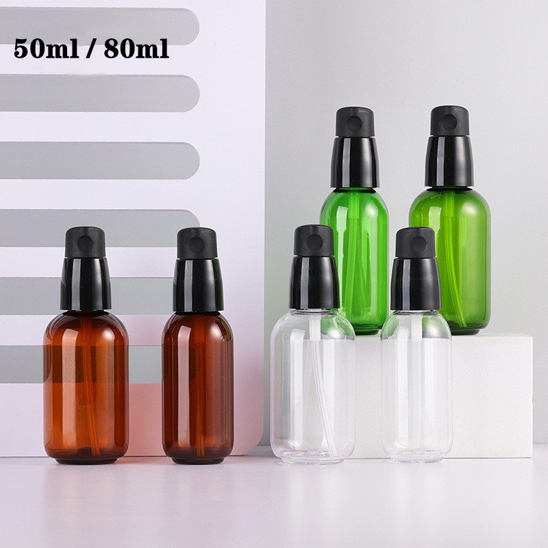 Luxury Skincare Packaging - 高級感のある50ml・80mlのグリーン・クリア・ブラウンPETプラスチック製ローションボトル、スキンケア、エッセンス、美容液、化粧水、洗顔料、クリームの包装に