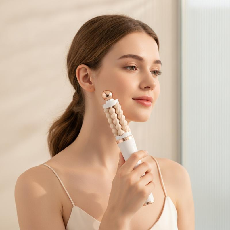 3Dフェイシャルローラーマッサージャー。回転式の波型デザイン - Luxury Skincare Tools のレビューと価格
